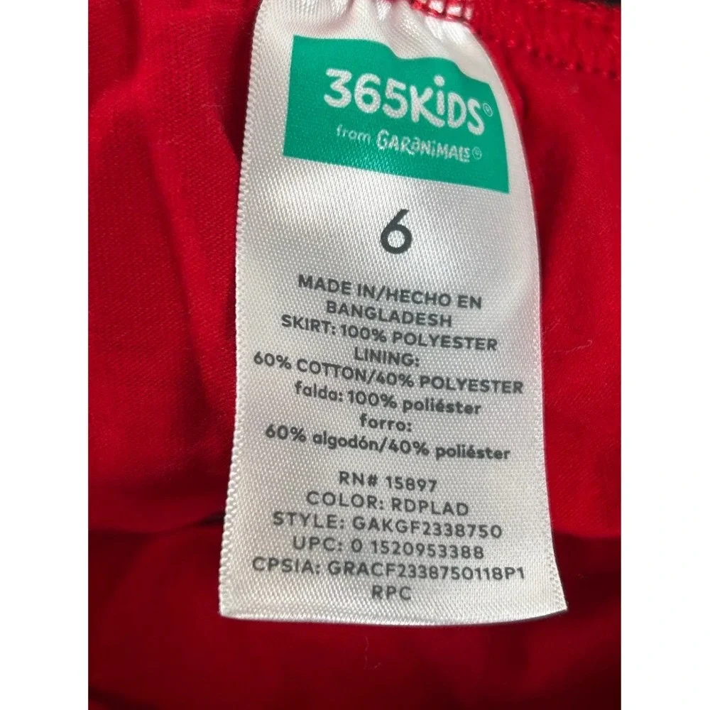 365Kids from Garanimals Girls Red Black Plaid Tulle Skirt Glitter Waist Size 6‎